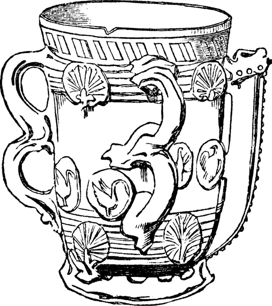 Tyg of Staffordshire ware, vintage engraving. vector