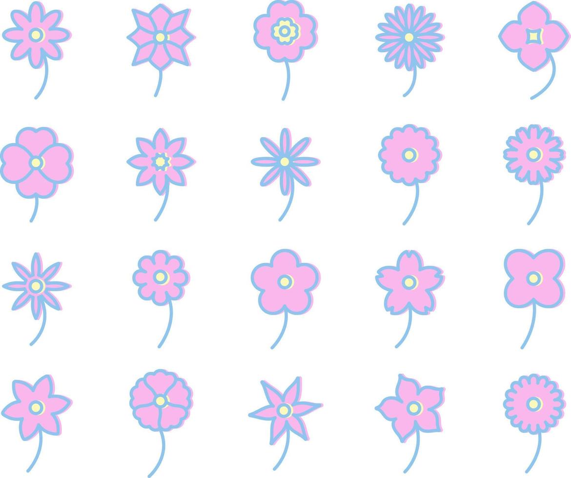 flores delicadas, ilustración, vector, sobre un fondo blanco. vector