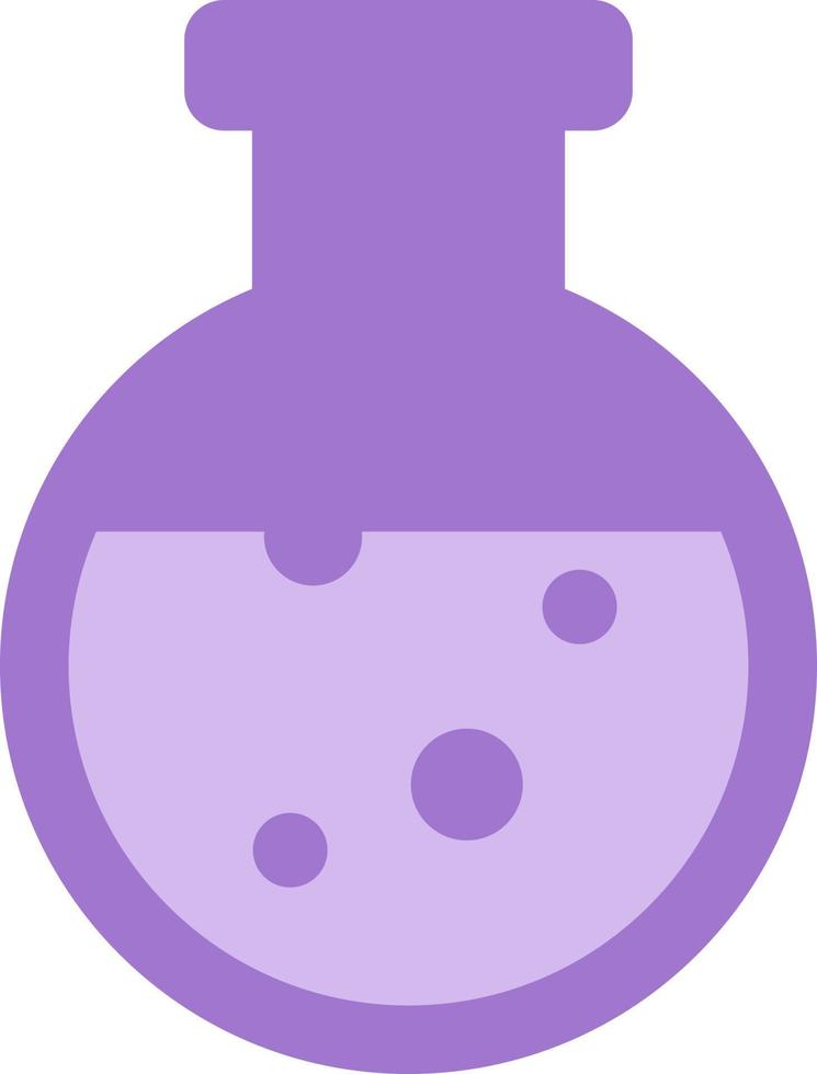 Purple round science bottle, illustration, vector on a white background.