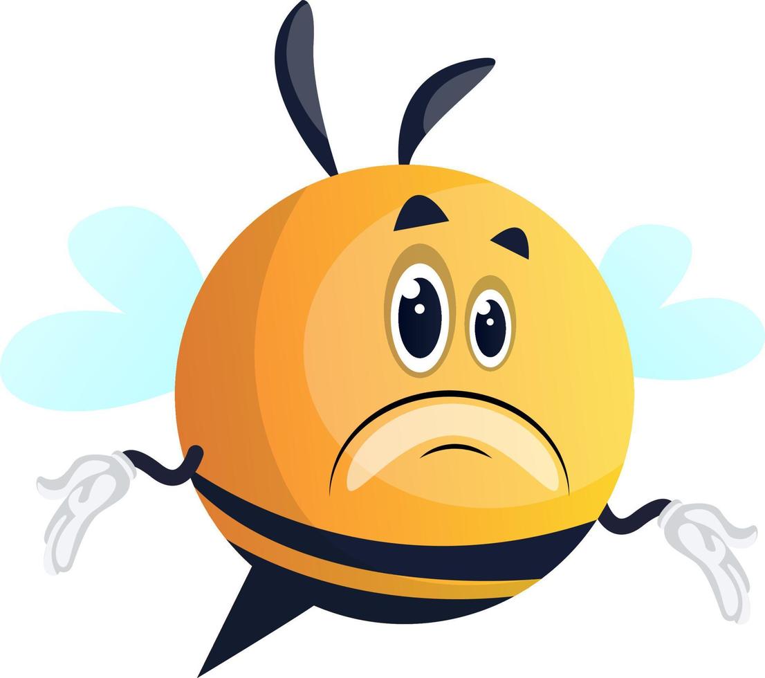 Confused bee, illustration, vector on white background.