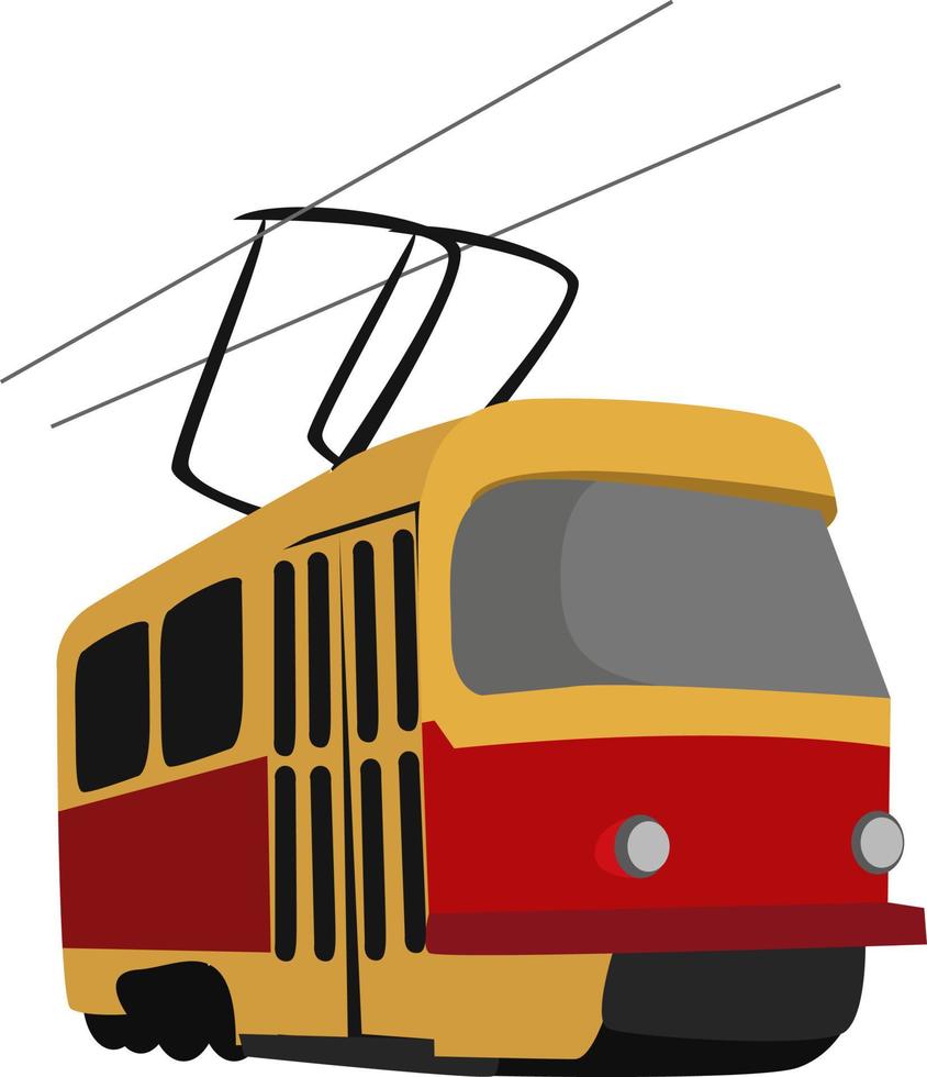 Toy tram, illustration, vector on white background
