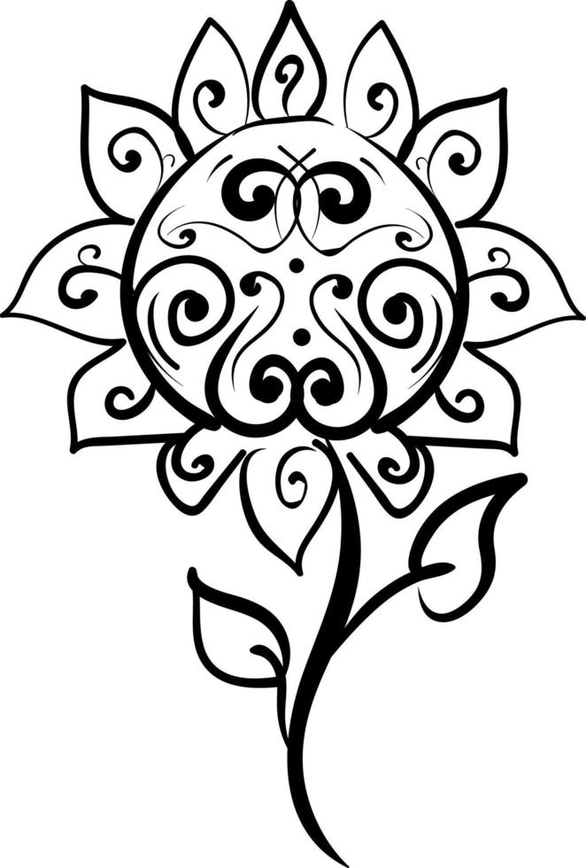 Decorative sunflower, illustration, vector on white background.