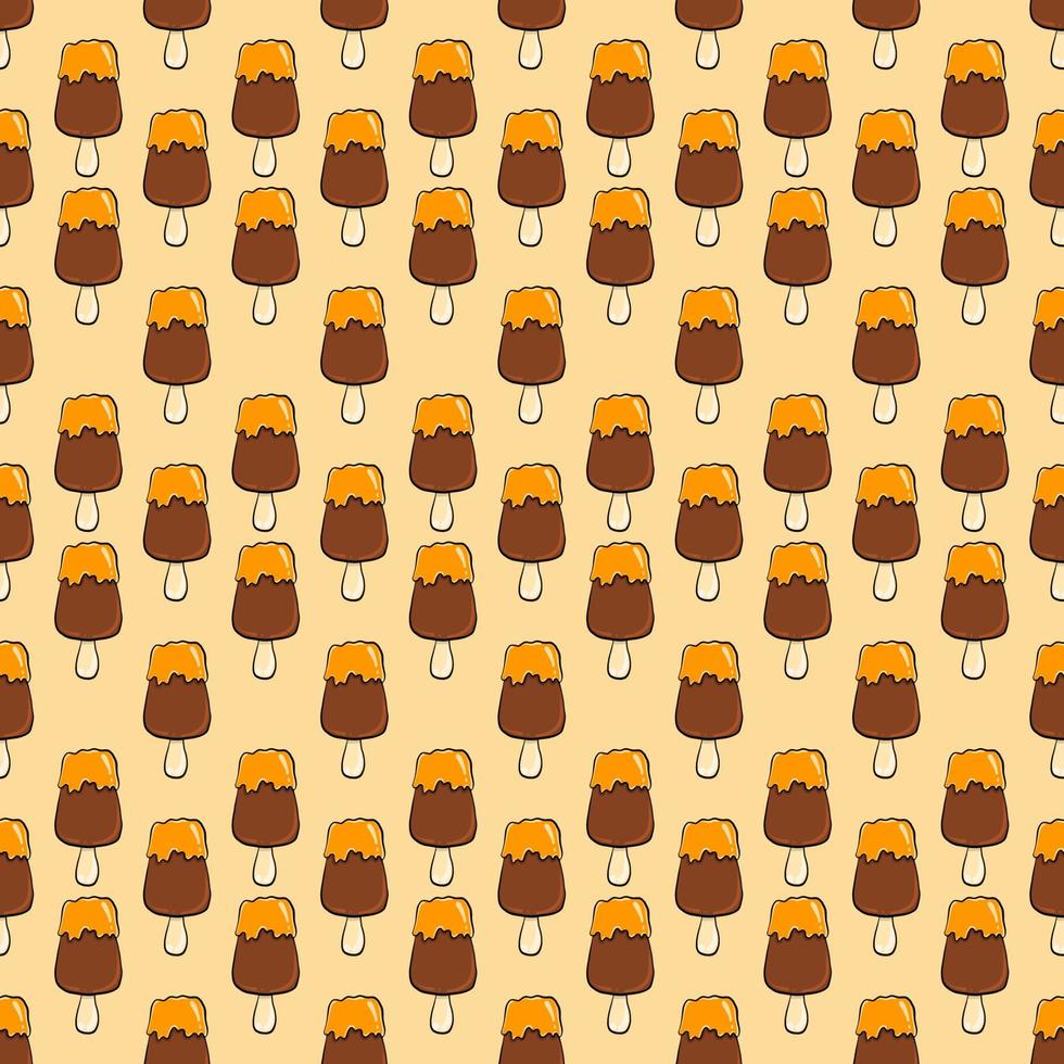 Ice cream caramel pattern, illustration, vector on white background