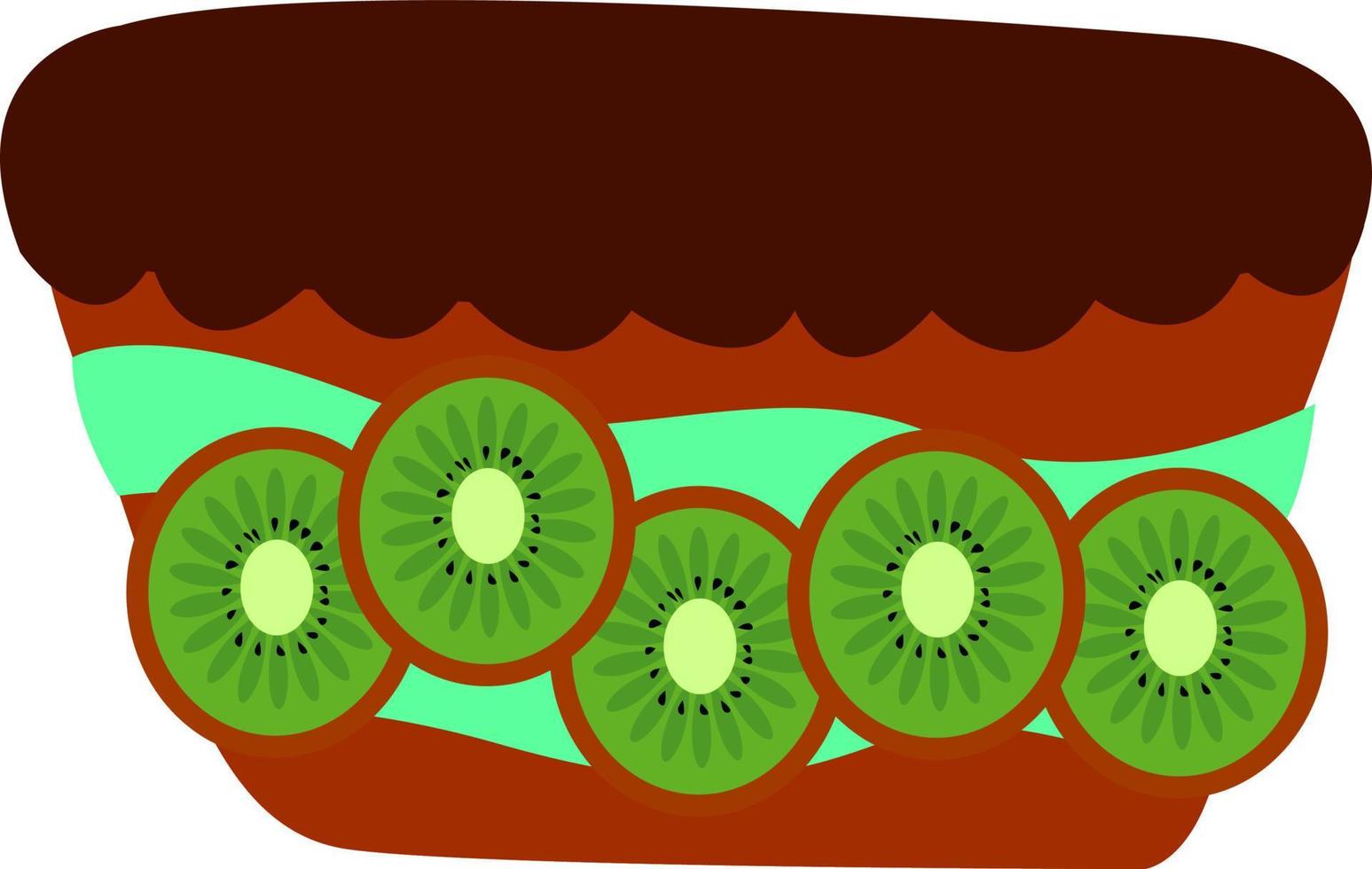 Pastel de kiwi, ilustración, vector sobre fondo blanco.