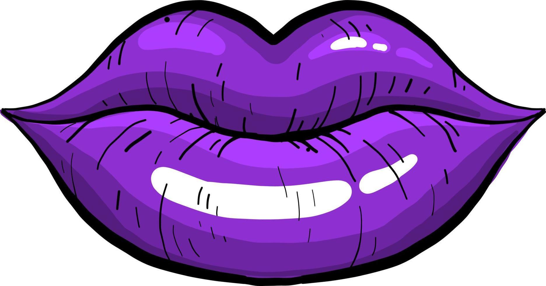 labios violetas, ilustración, vector sobre fondo blanco.