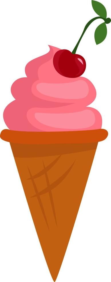 Cherry ice cream, illustration, vector on white background.