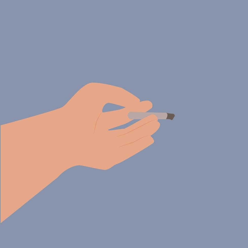 Cigarette in hand, illustration, vector on white background.
