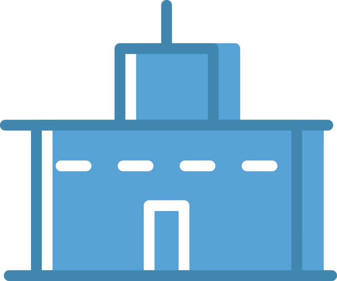 Blue building with four windows, illustration, vector, on a white background. vector