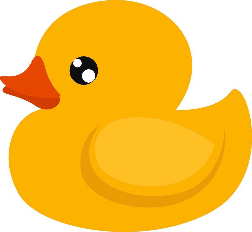 Yellow duck toy, illustration, vector on a white background.