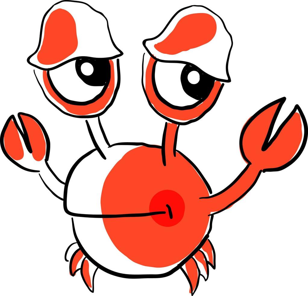 Red crab drawing, illustration, vector on white background.