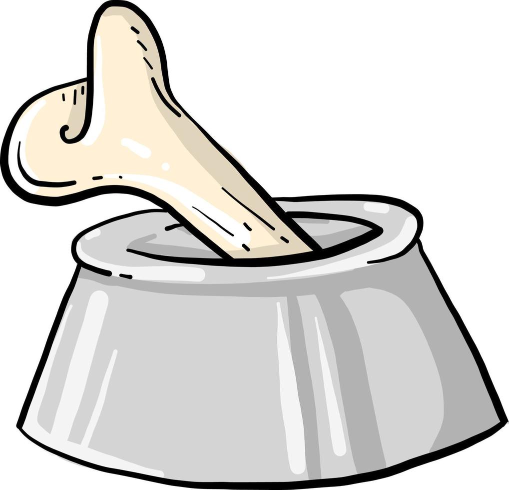 Bone for dog in bowl, illustration, vector on white background