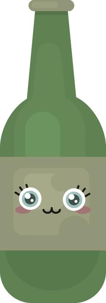 Happy bottle of wine , illustration, vector on white background