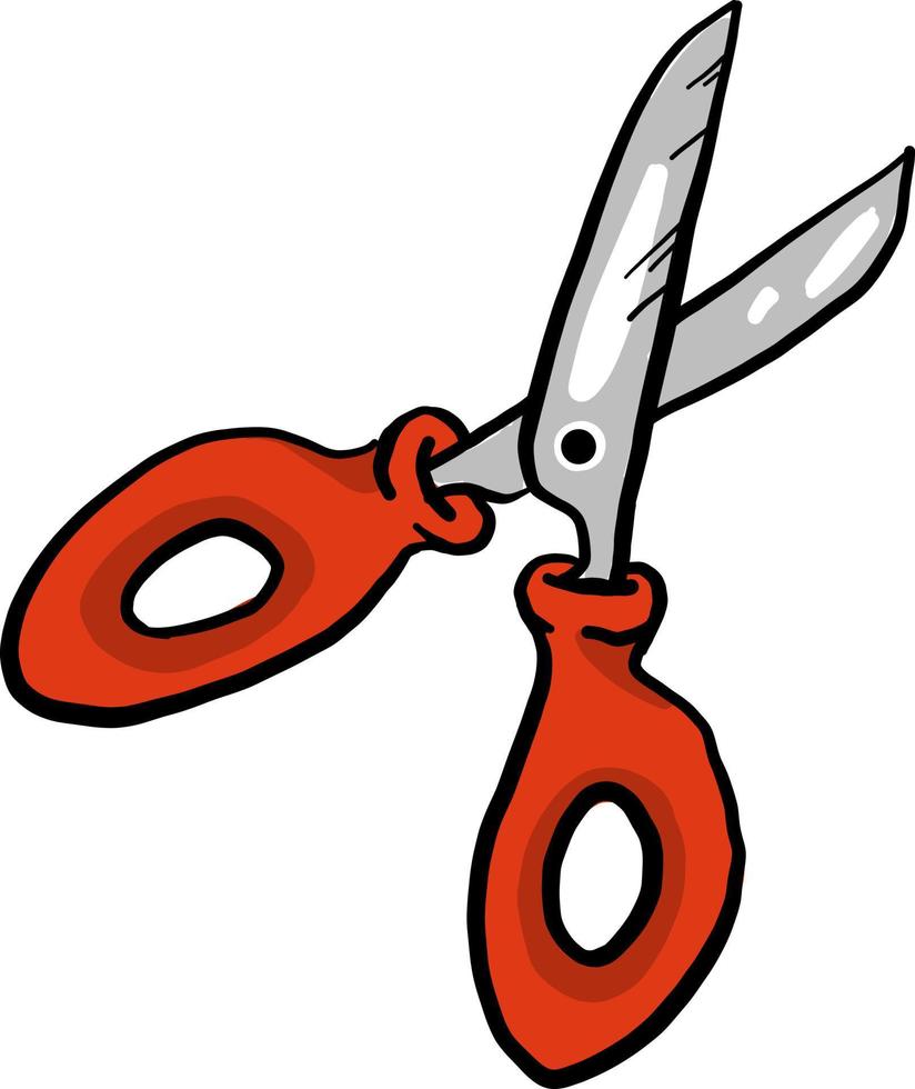 Red scissors, illustration, vector on white background