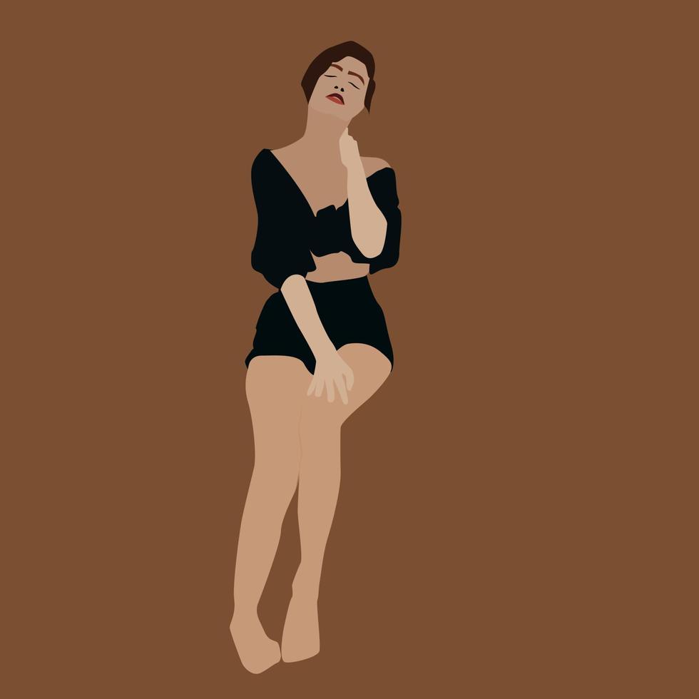 Sexy girl, illustration, vector on white background.