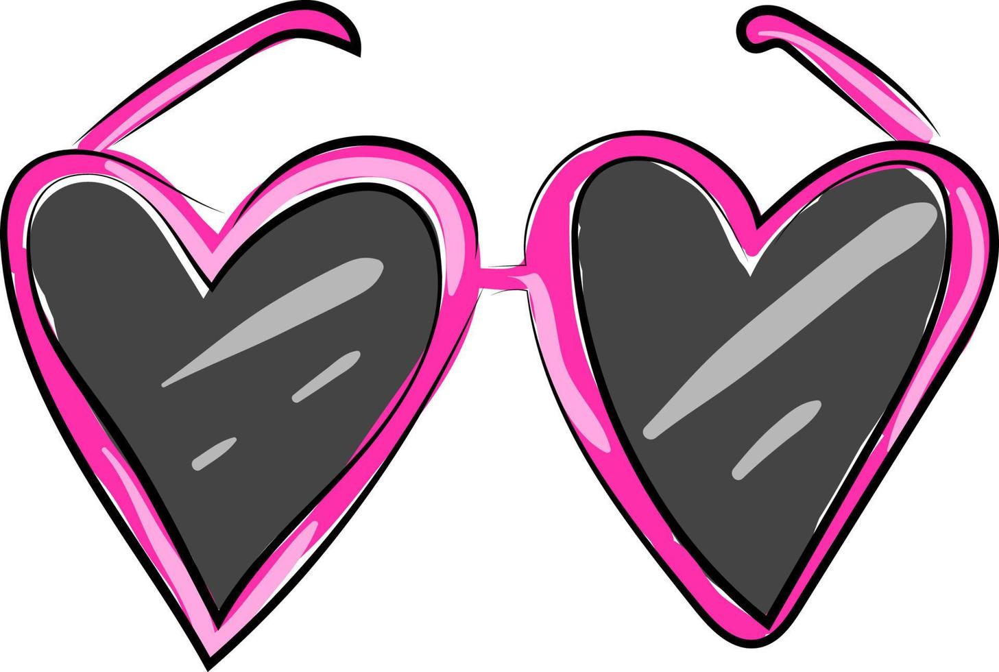 Pink heart glasses, illustration, vector on white background