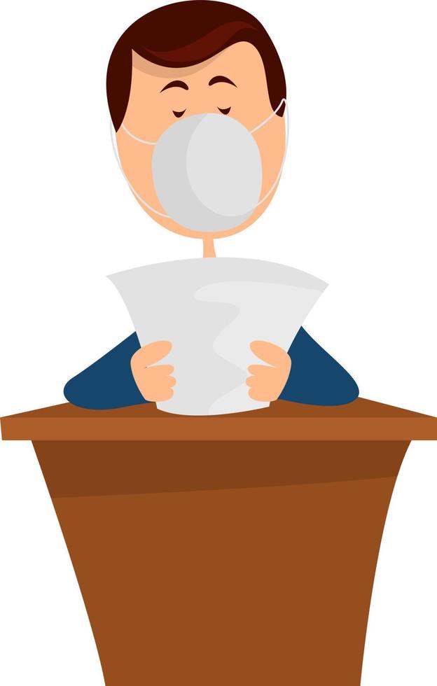 Man reading news, illustration, vector on white background