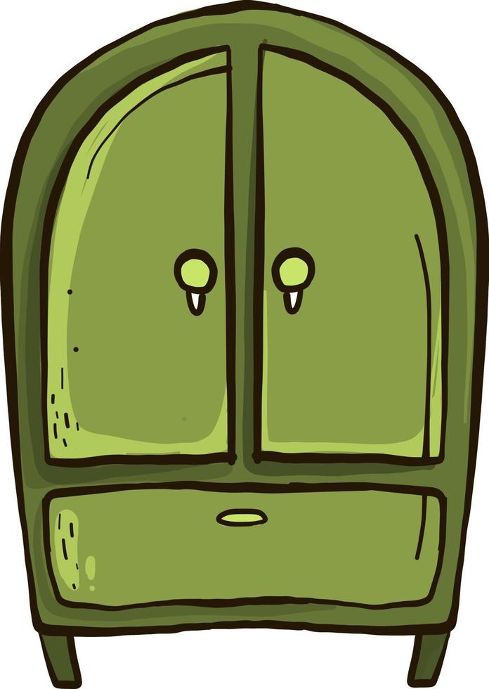 Green wardrobe, illustration, vector on white background.
