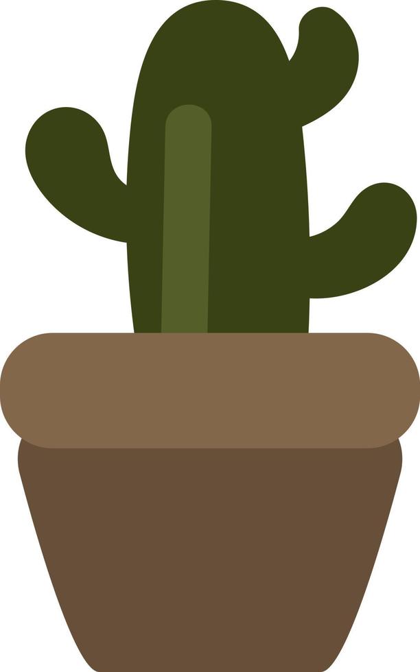 Big cactus in brown pot, illustration, on a white background. vector