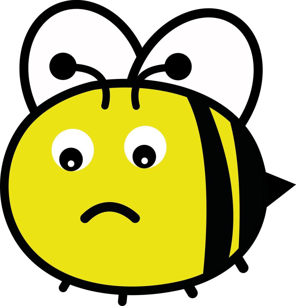 abeja triste, ilustración, vector sobre fondo blanco.