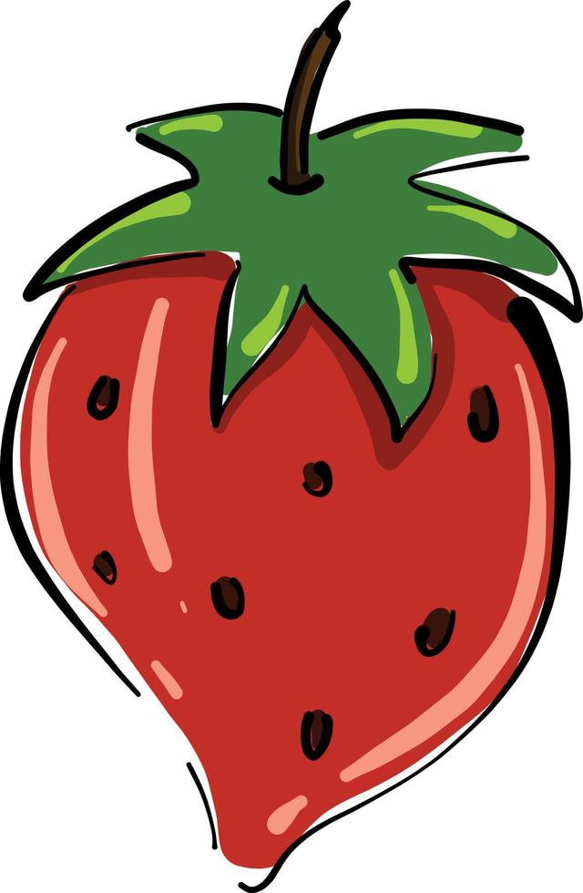 Pretty strawberry, illustration, vector on white background.