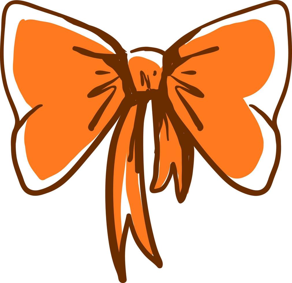 Orange bow, illustration, vector on white background.