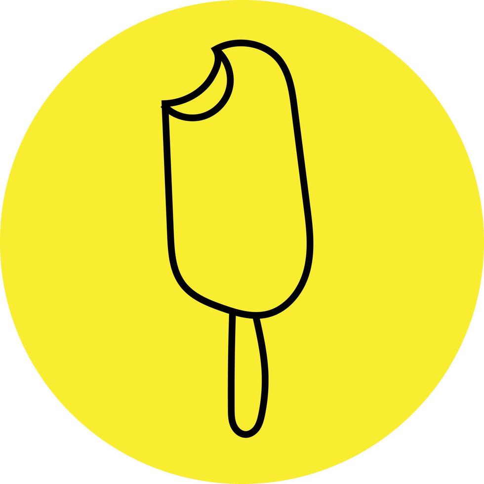 Yellow ice cream on a stick, icon illustration, vector on white background
