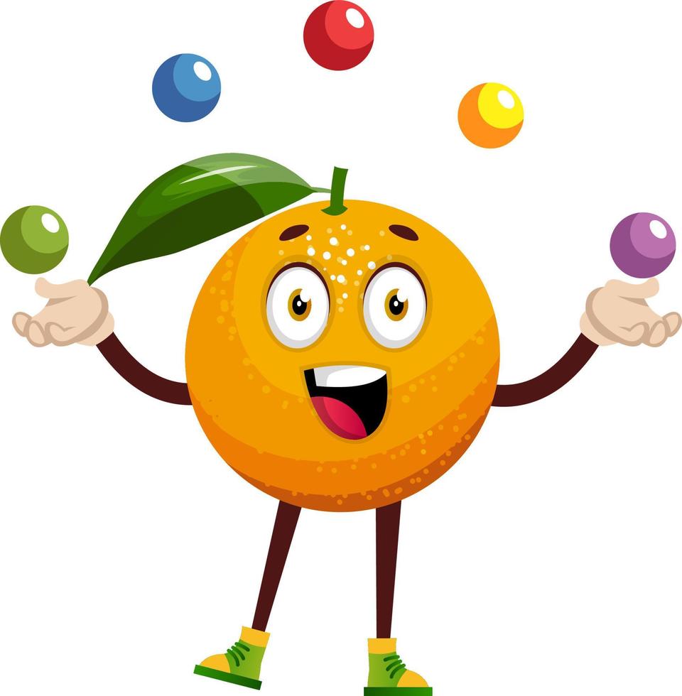 Orange juggling, illustration, vector on white background.