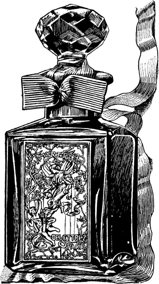 Perfume Bottle, vintage illustration. vector