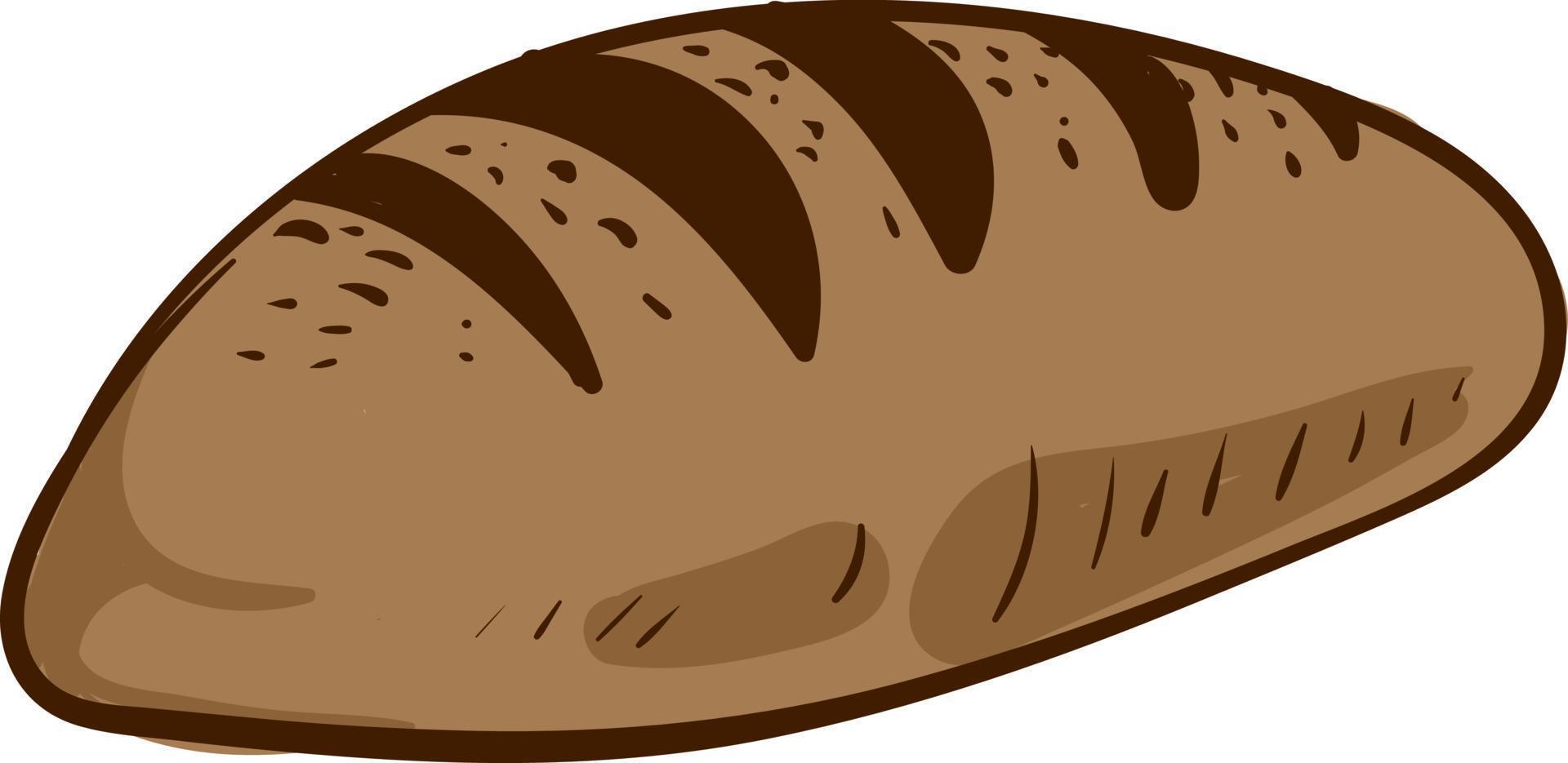 Brown bread, illustration, vector on white background