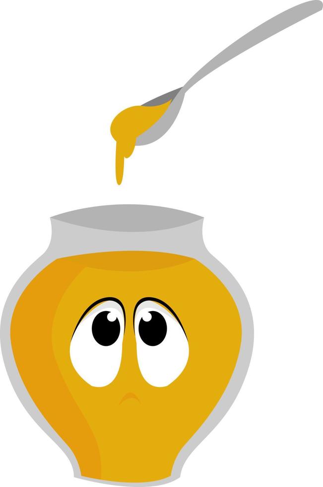Sad honey, illustration, vector on white background.
