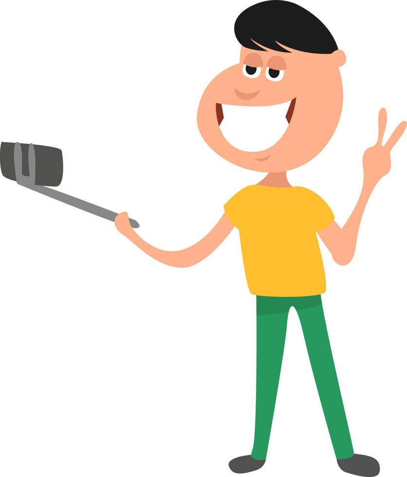 Selfie stick, illustration, vector on white background