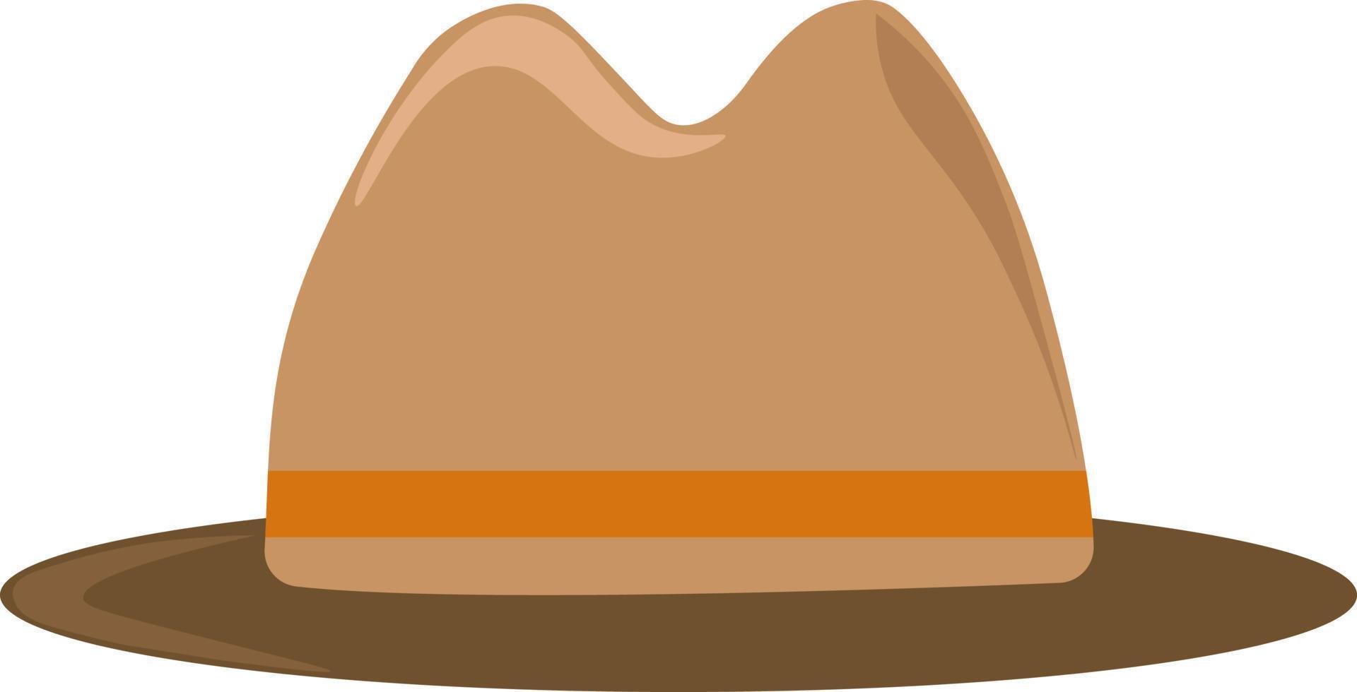 Brown hat, illustration, vector on white background.