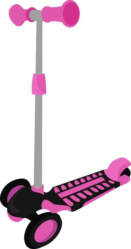Pink kick scooter, illustration, vector on white background