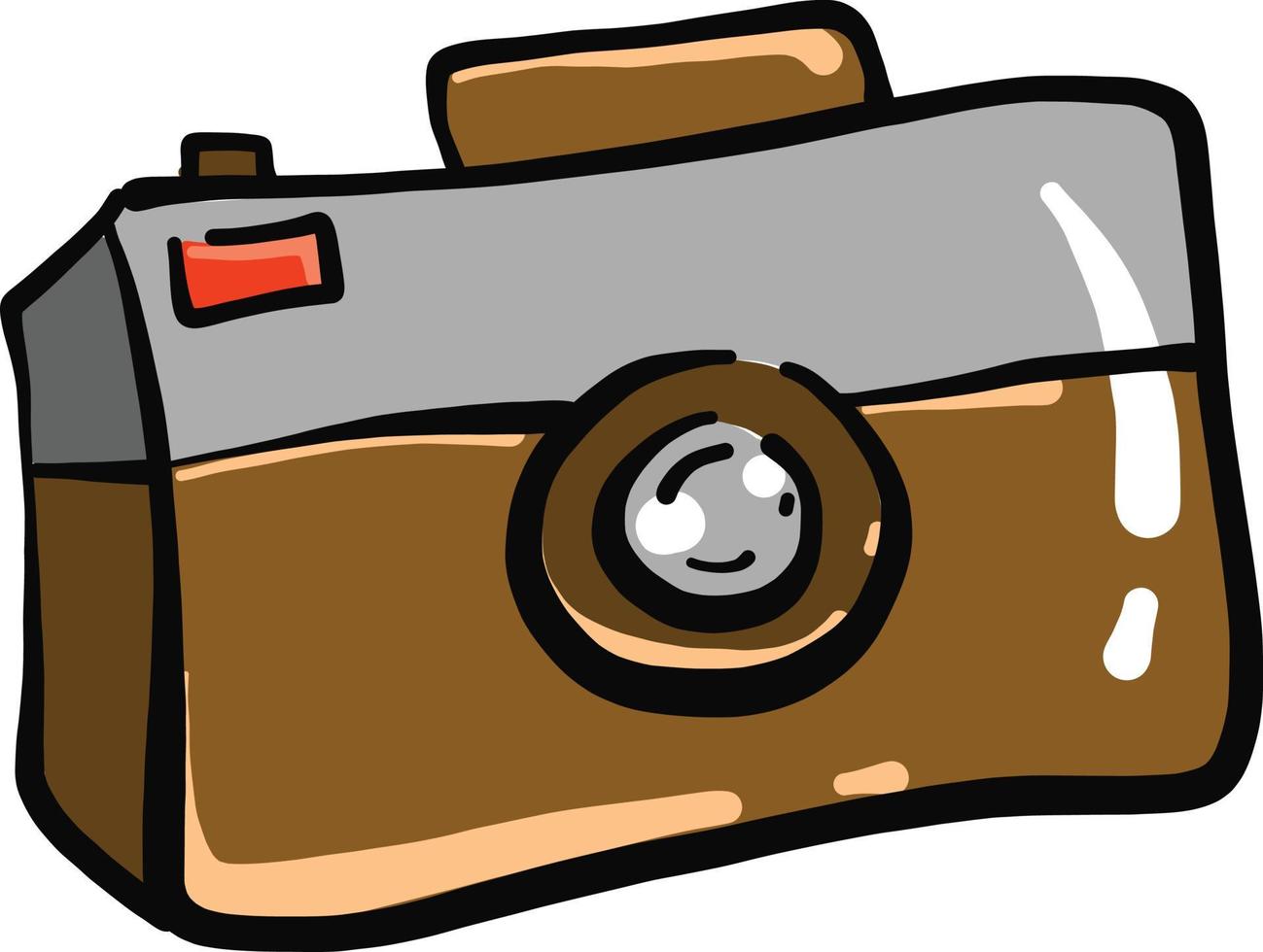 Brown camera, illustration, vector on a white background.