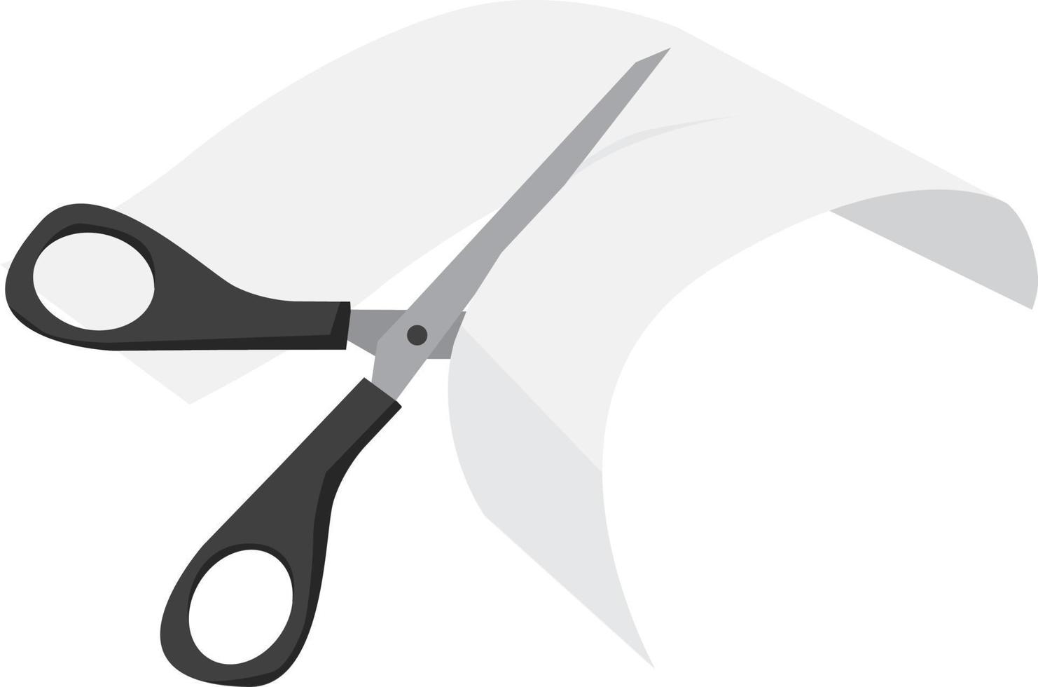 Scissors and paper, illustration, vector on white background.