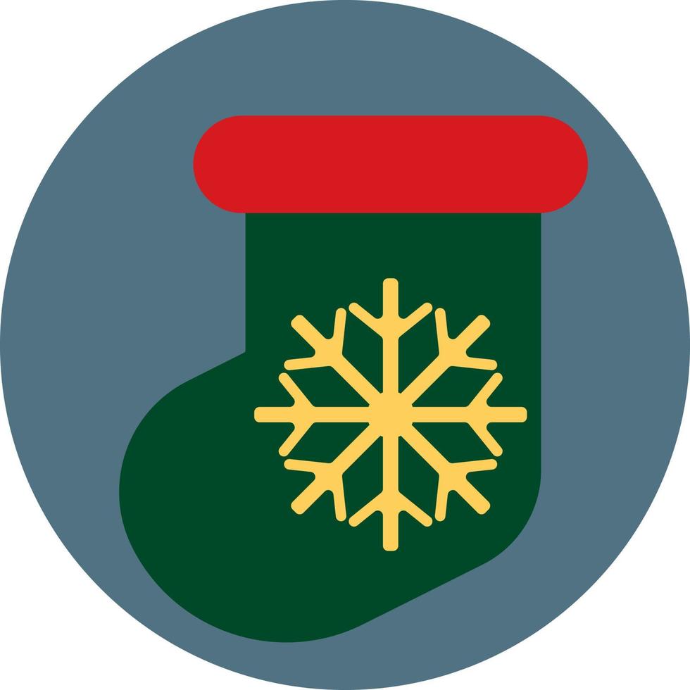 Green christmas sock, illustration, vector on a white background.