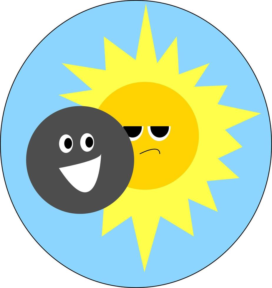 Sun and moon, illustration, vector on white background.