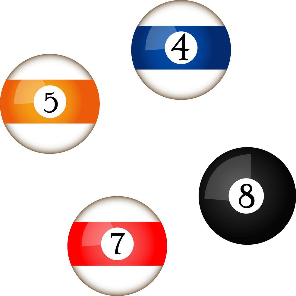 Pool balls ,illustration, vector on white background.