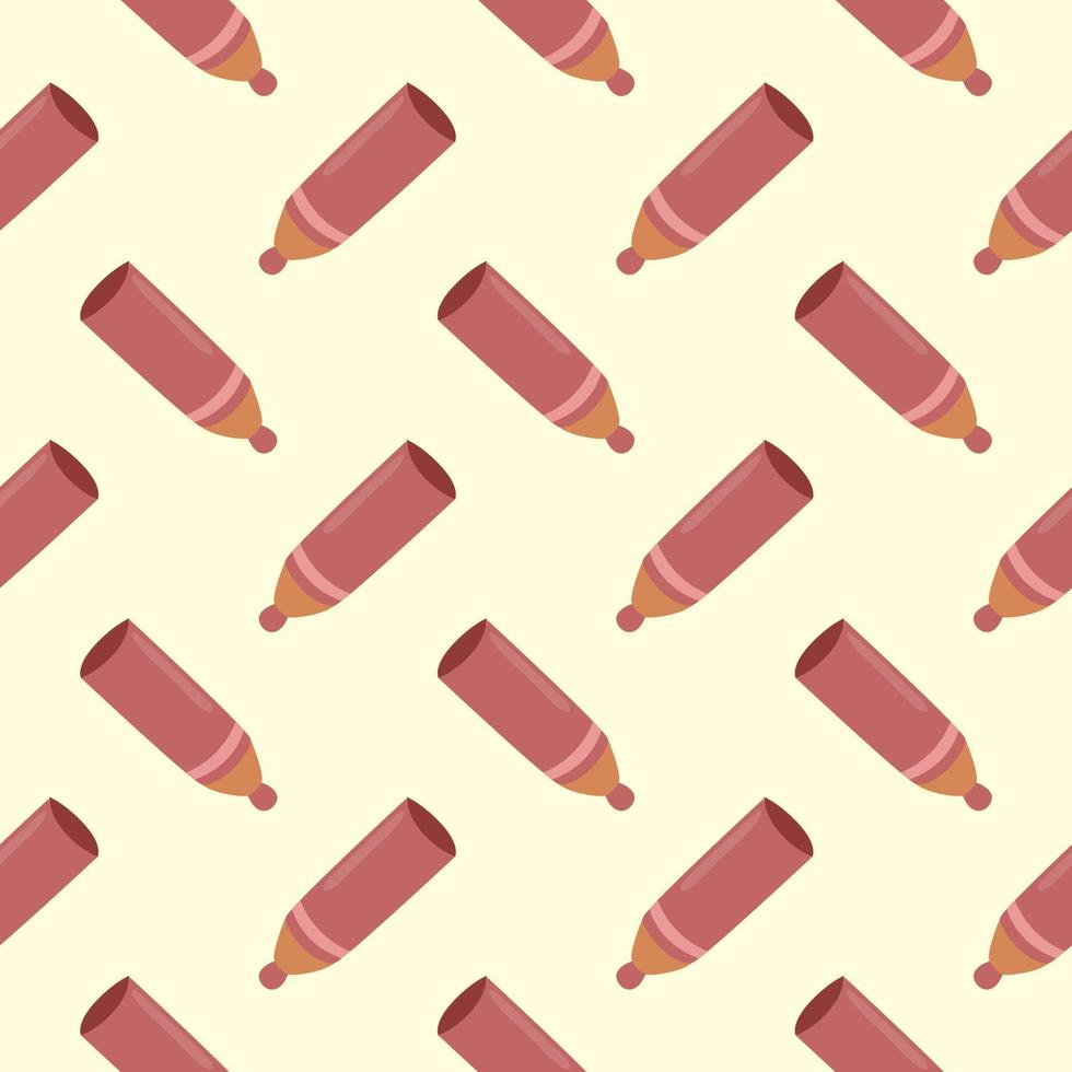 Red pencil , seamless pattern on a beige background. vector