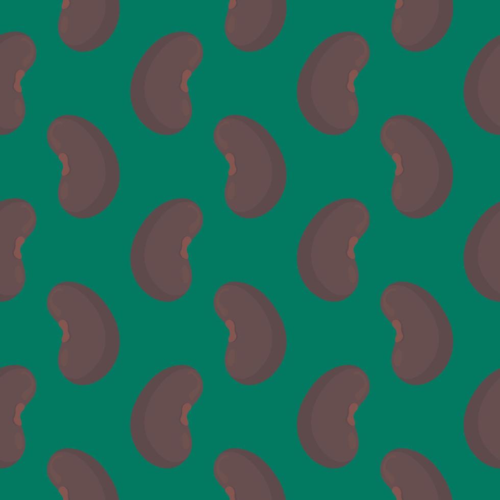 frijoles negros, patrón sin costuras sobre fondo verde oscuro. vector