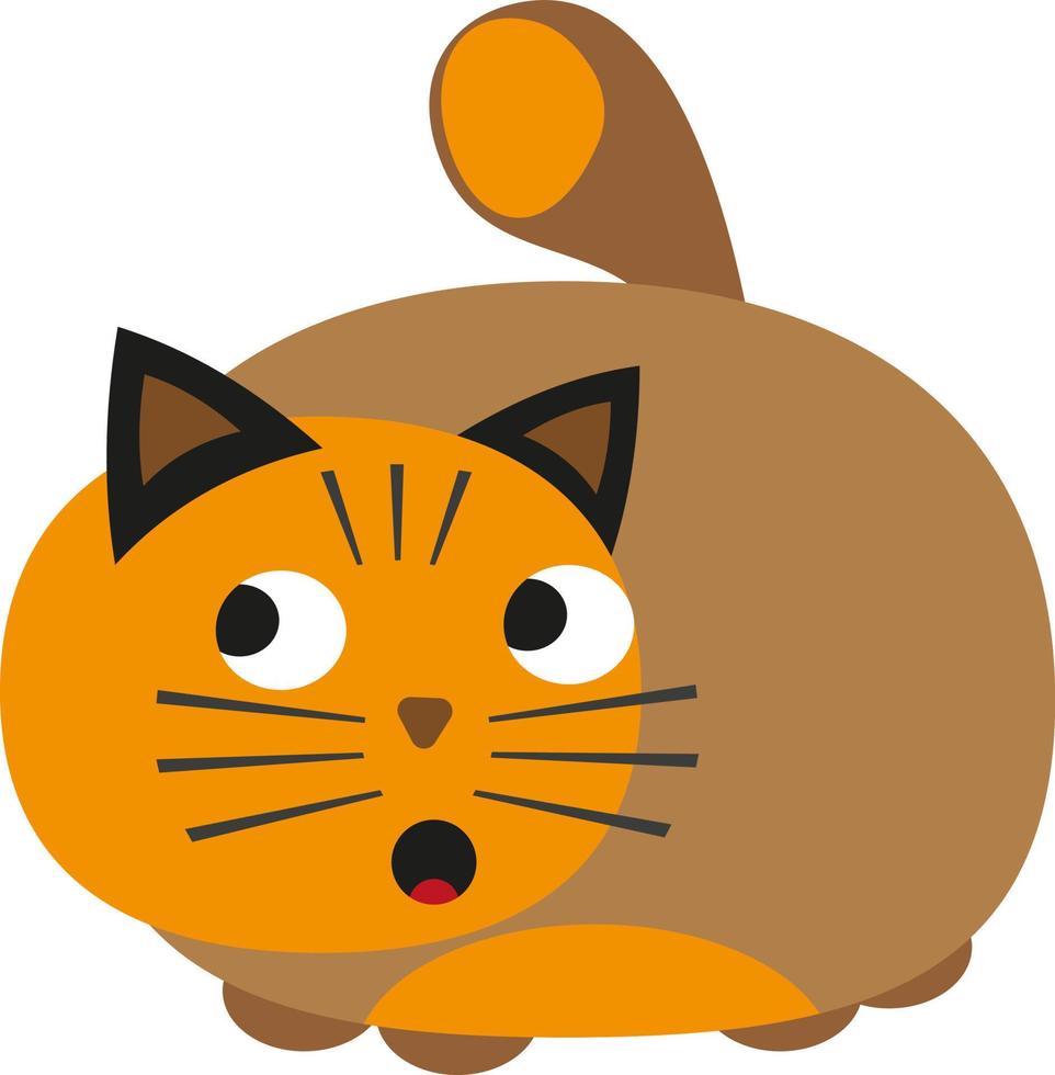 Frightened cat, illustration, vector on a white background.