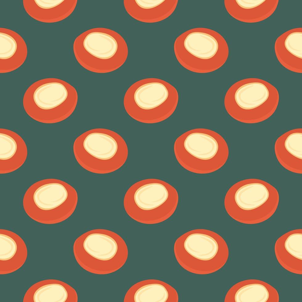 Delicious vatrushka, seamless pattern on dark green background. vector