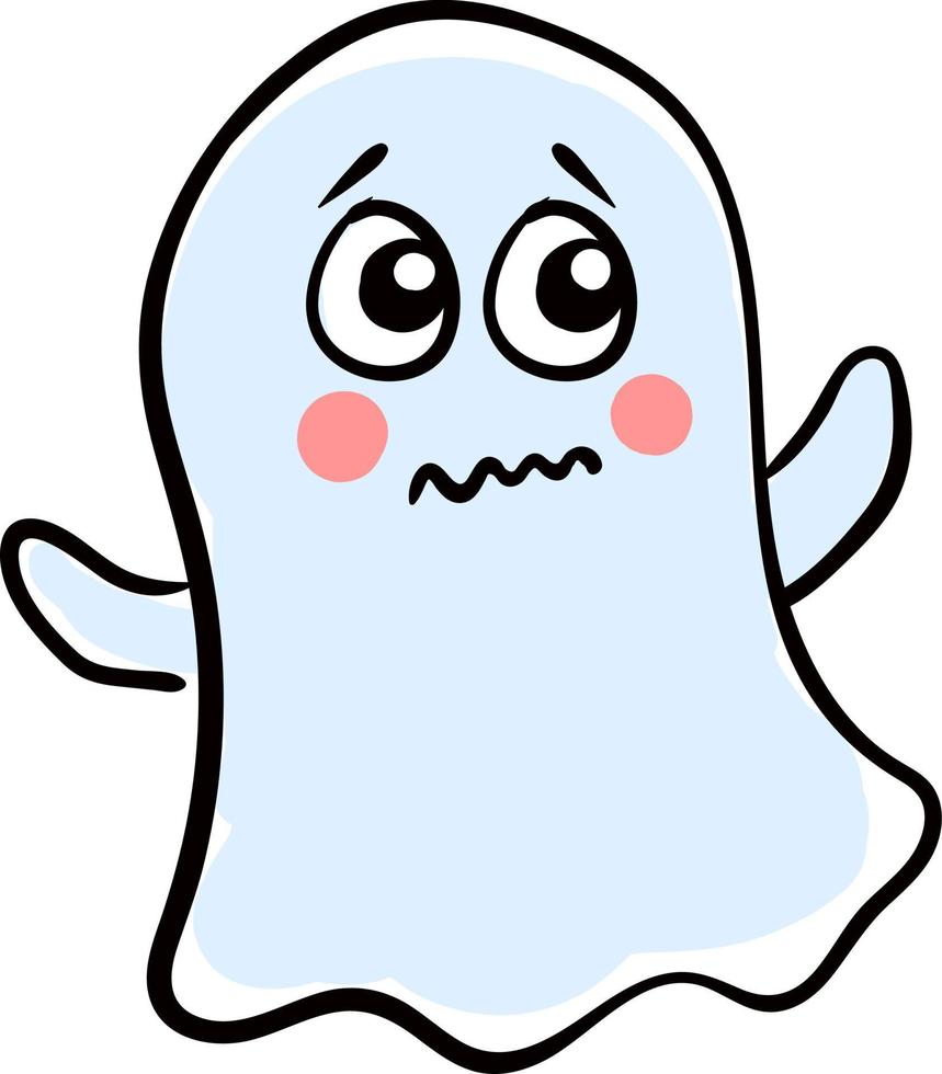 Scared ghost, illustration, vector on white background.