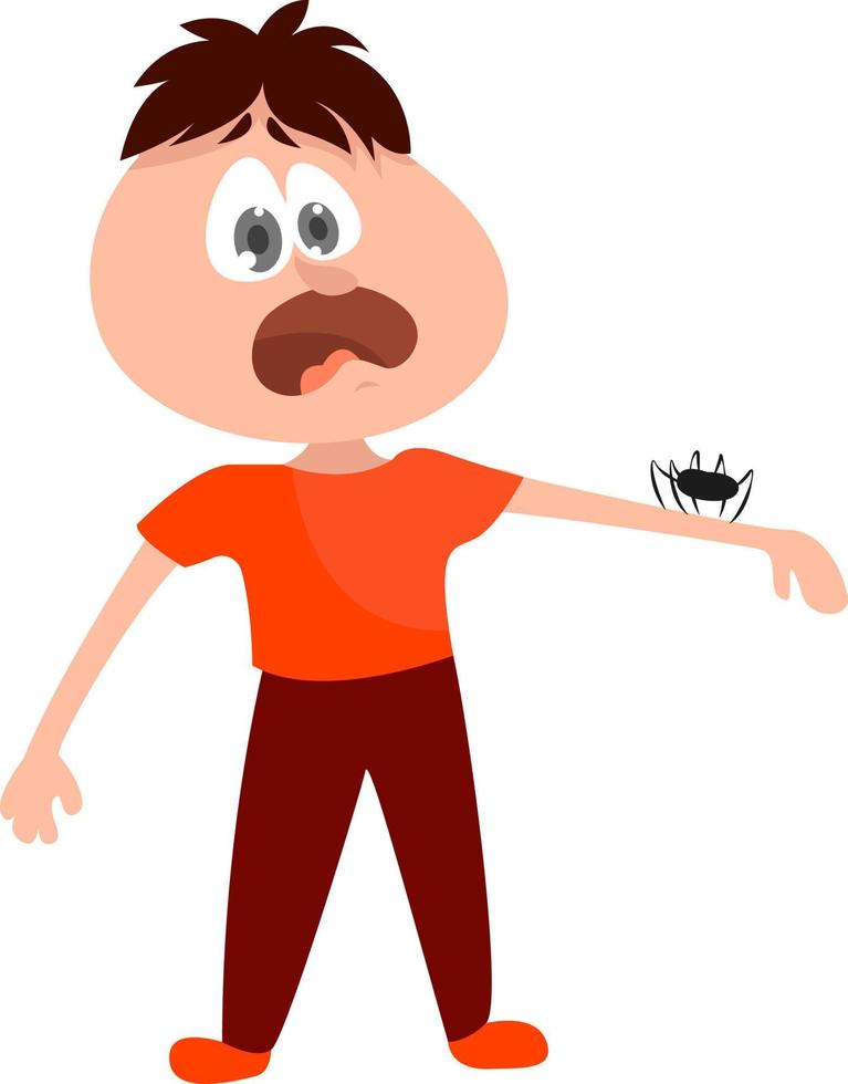 Fear of spider, illustration, vector on white background.