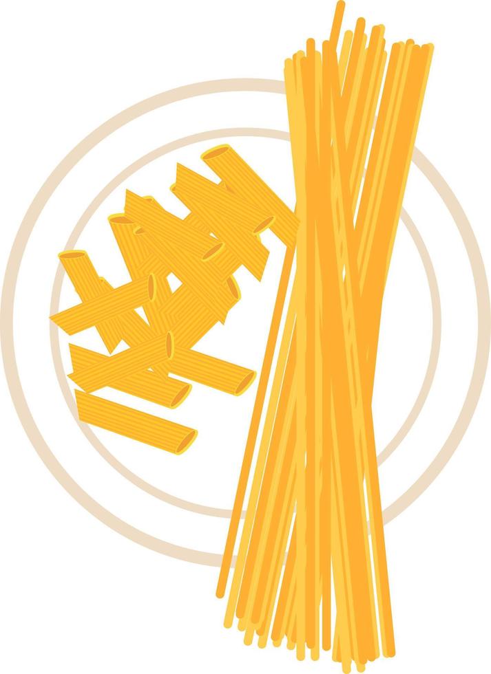 Raw pasta ,illustration, vector on white background.