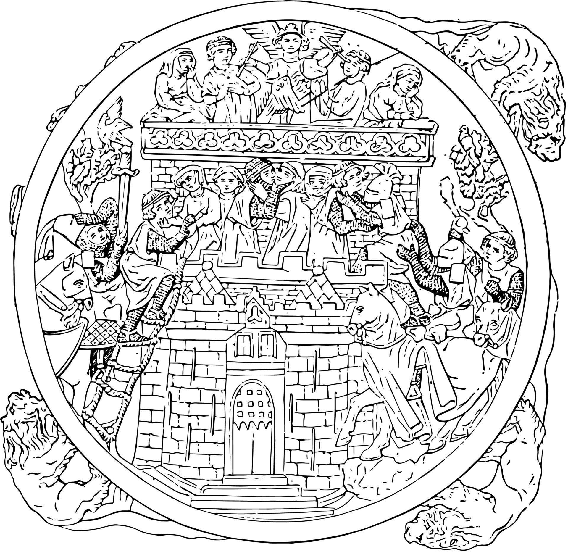 Ivory Carving, Mirror case illustrating storming of the Castle of Love, its about 14th century
