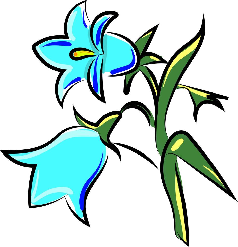 flores azules, ilustración, vector sobre fondo blanco.