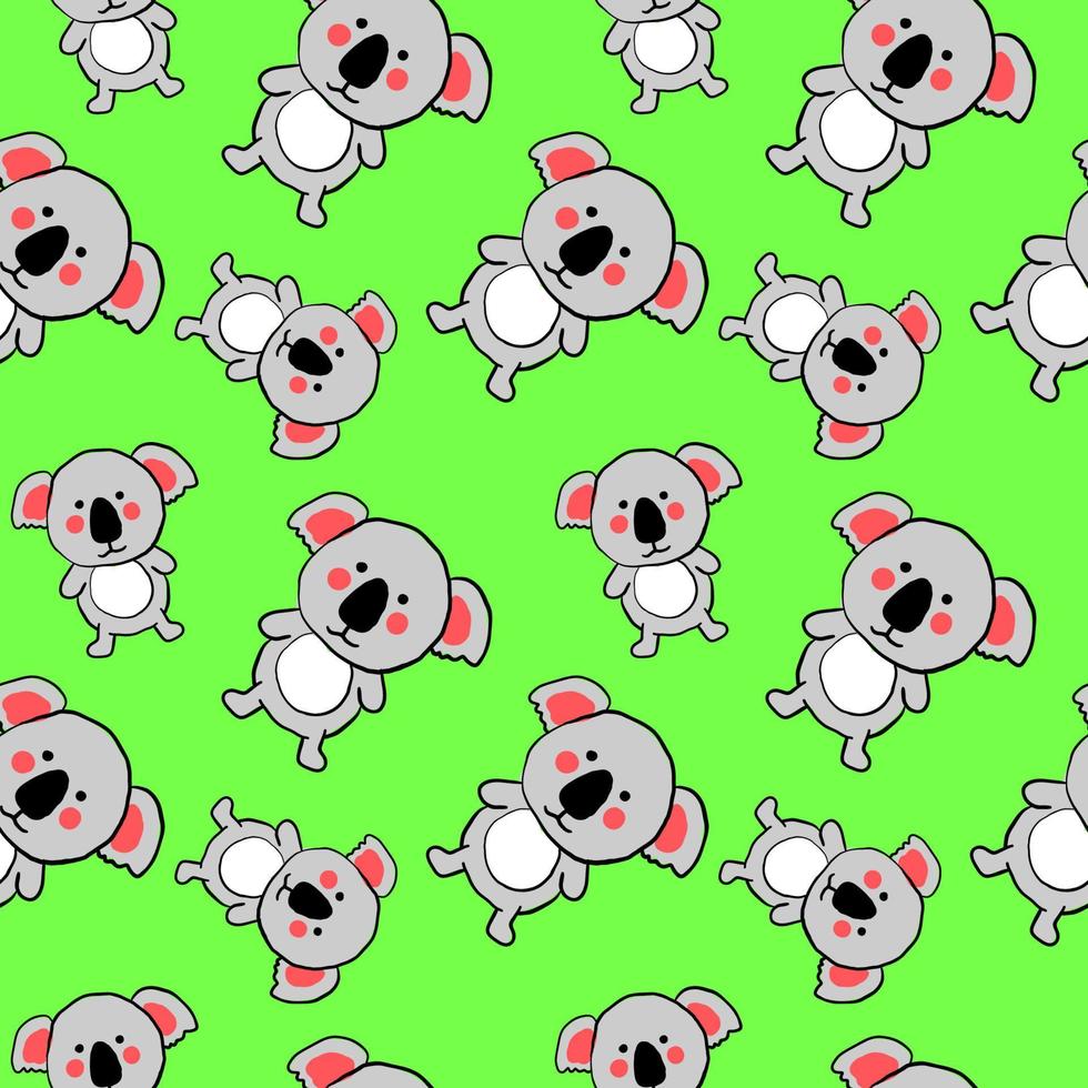 Koala pattern, illustration, vector on white background.