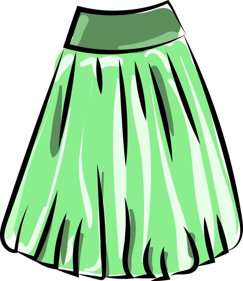 Green dress, illustration, vector on white background.