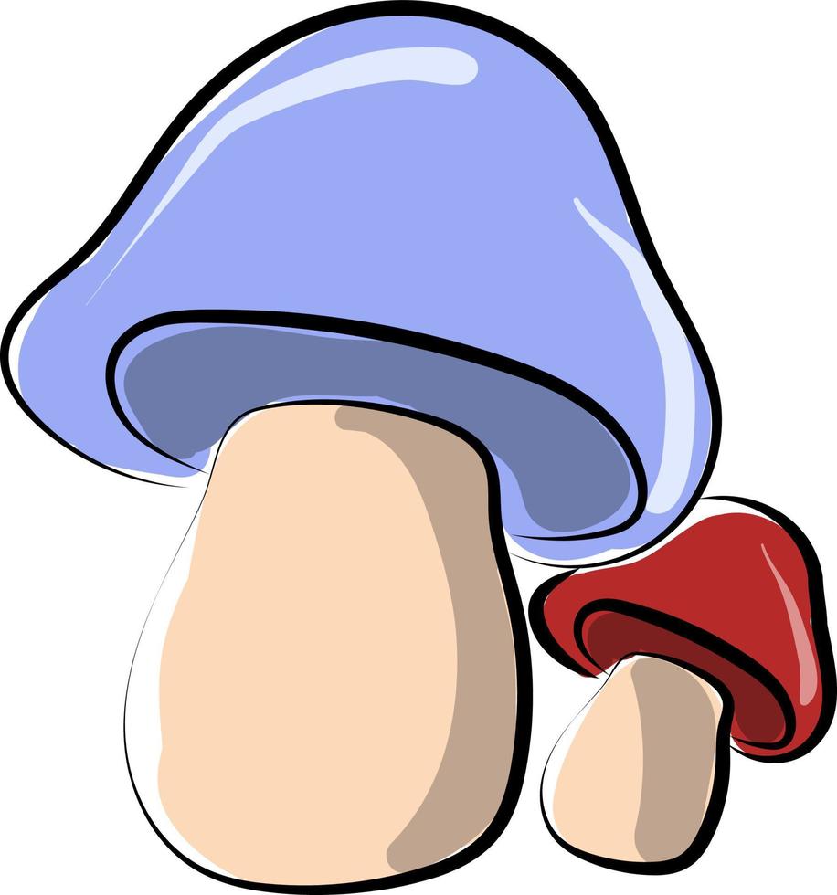 Blue and red mushroom, illustration, vector on white background